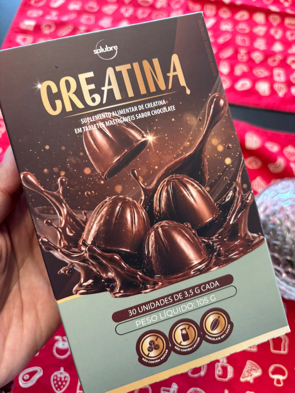 Caixa Creatina Salubre Chocolate em destaque