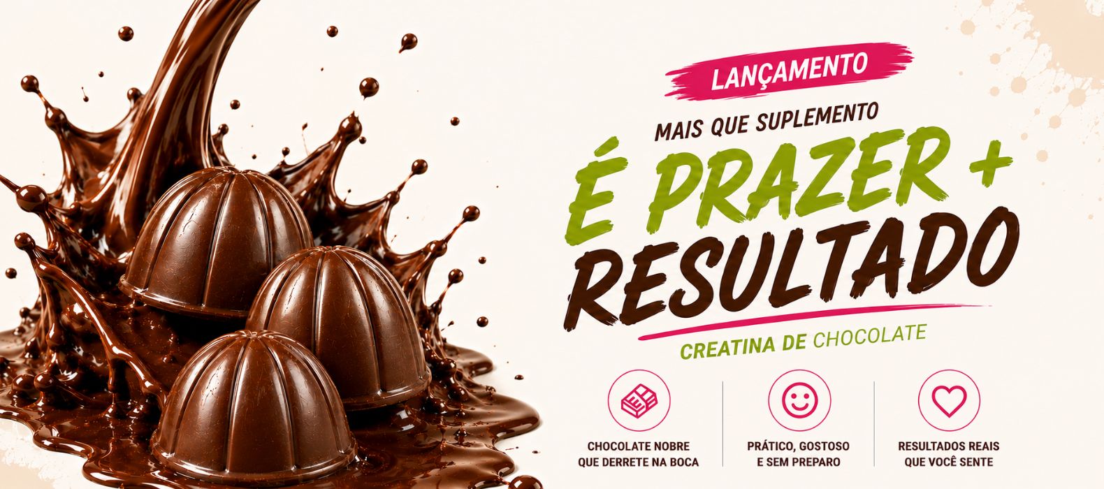 Mais que suplemento, é prazer + resultado — Creatina de Chocolate